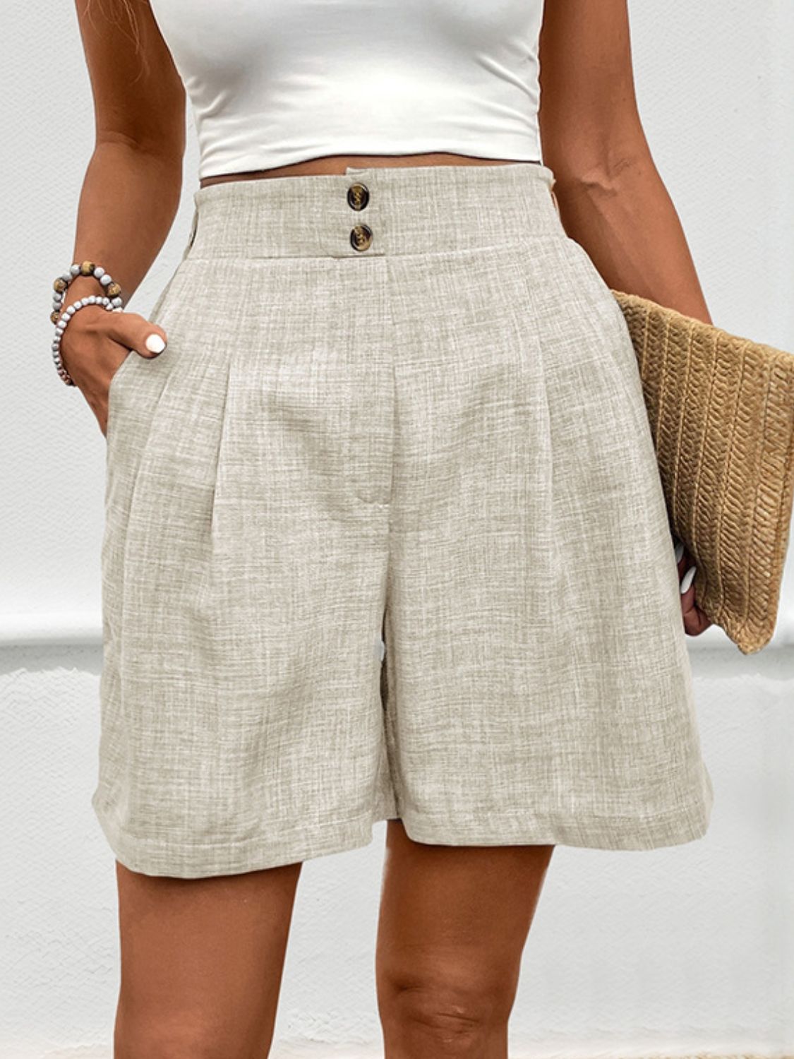 Perfee Frill Shorts with Pockets-BOTTOMS-[Adult]-[Female]-2022 Online Blue Zone Planet