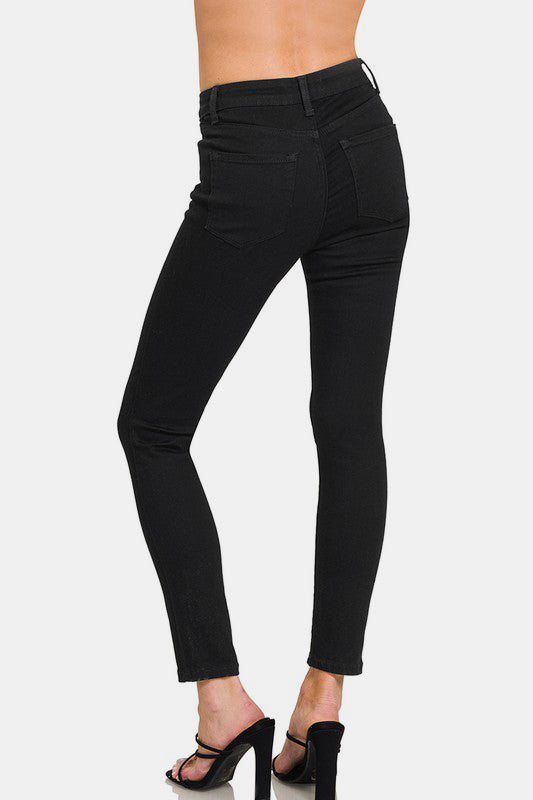 Zenana High Rise Skinny Jeans with Pockets-BOTTOM SIZES SMALL MEDIUM LARGE-[Adult]-[Female]-2022 Online Blue Zone Planet