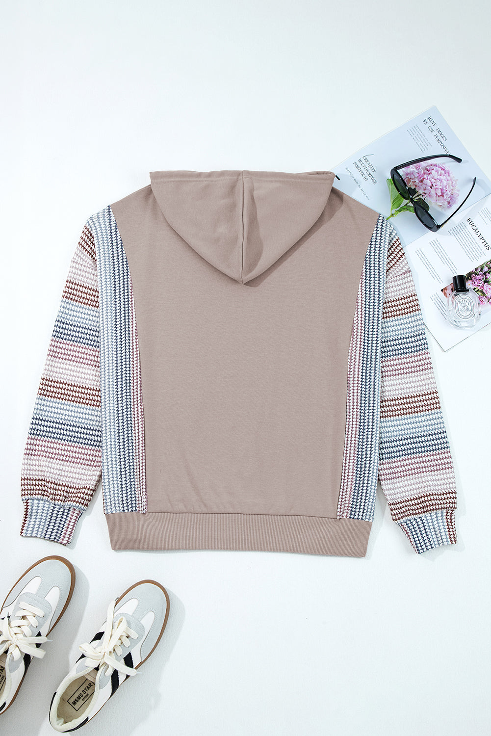DUNE Colorblock Patchwork Baggy Hoodie-Tops/Sweatshirts & Hoodies-[Adult]-[Female]-2022 Online Blue Zone Planet
