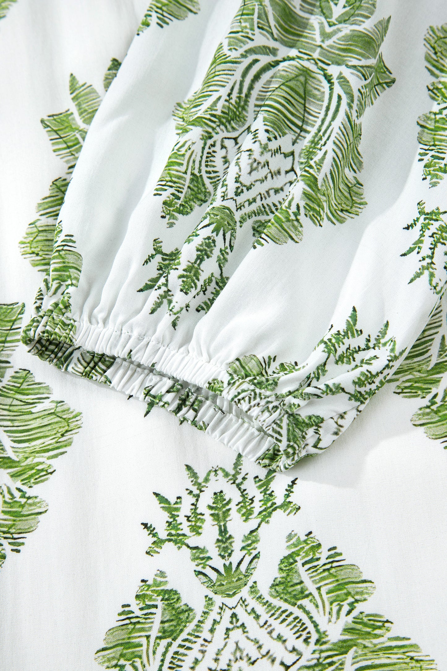 Green Floral Print Contrast Patchwork Ruffle Detail Mini Dress-TOPS / DRESSES-[Adult]-[Female]-2022 Online Blue Zone Planet