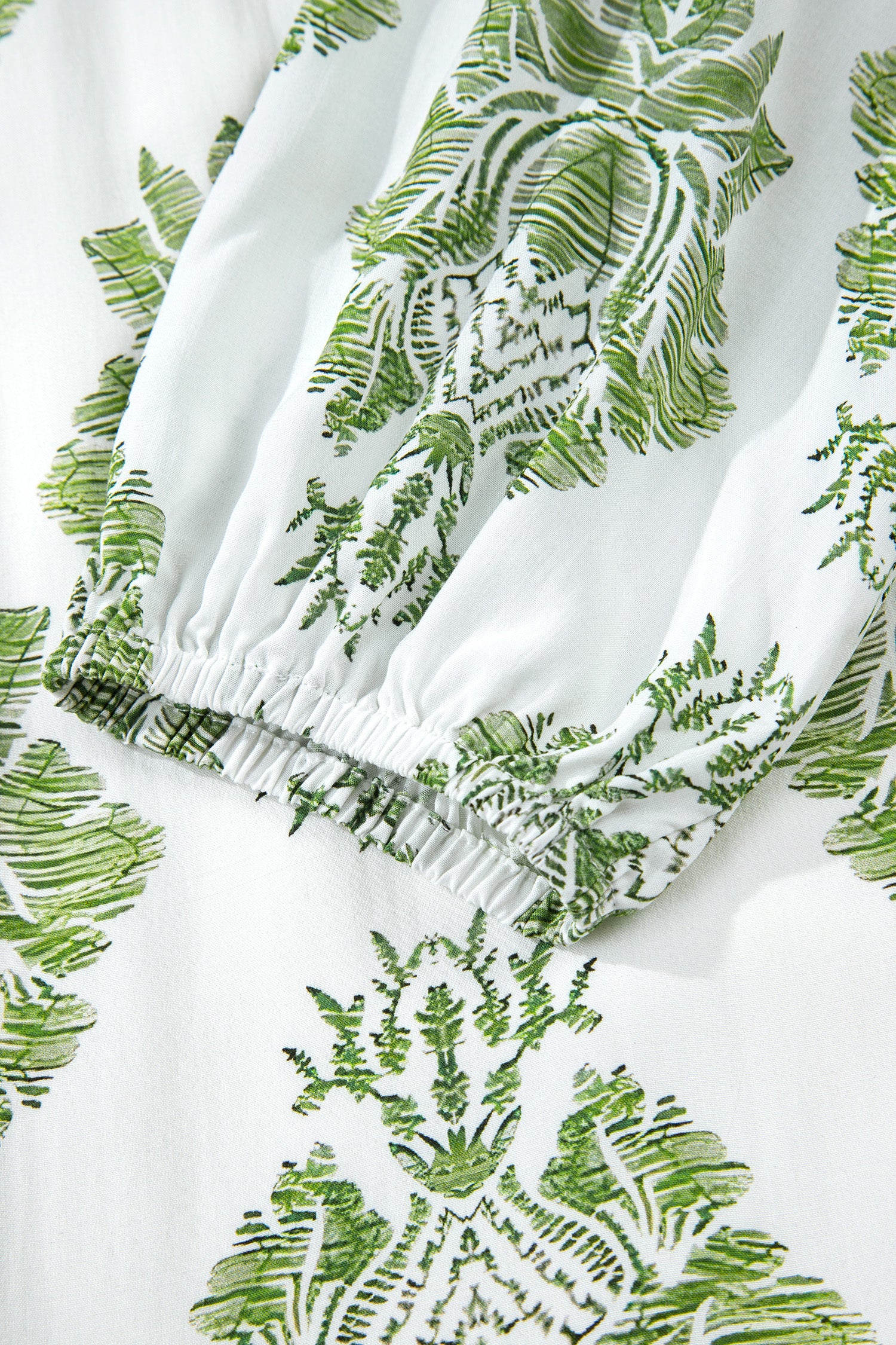 Green Floral Print Contrast Patchwork Ruffle Detail Mini Dress-TOPS / DRESSES-[Adult]-[Female]-2022 Online Blue Zone Planet