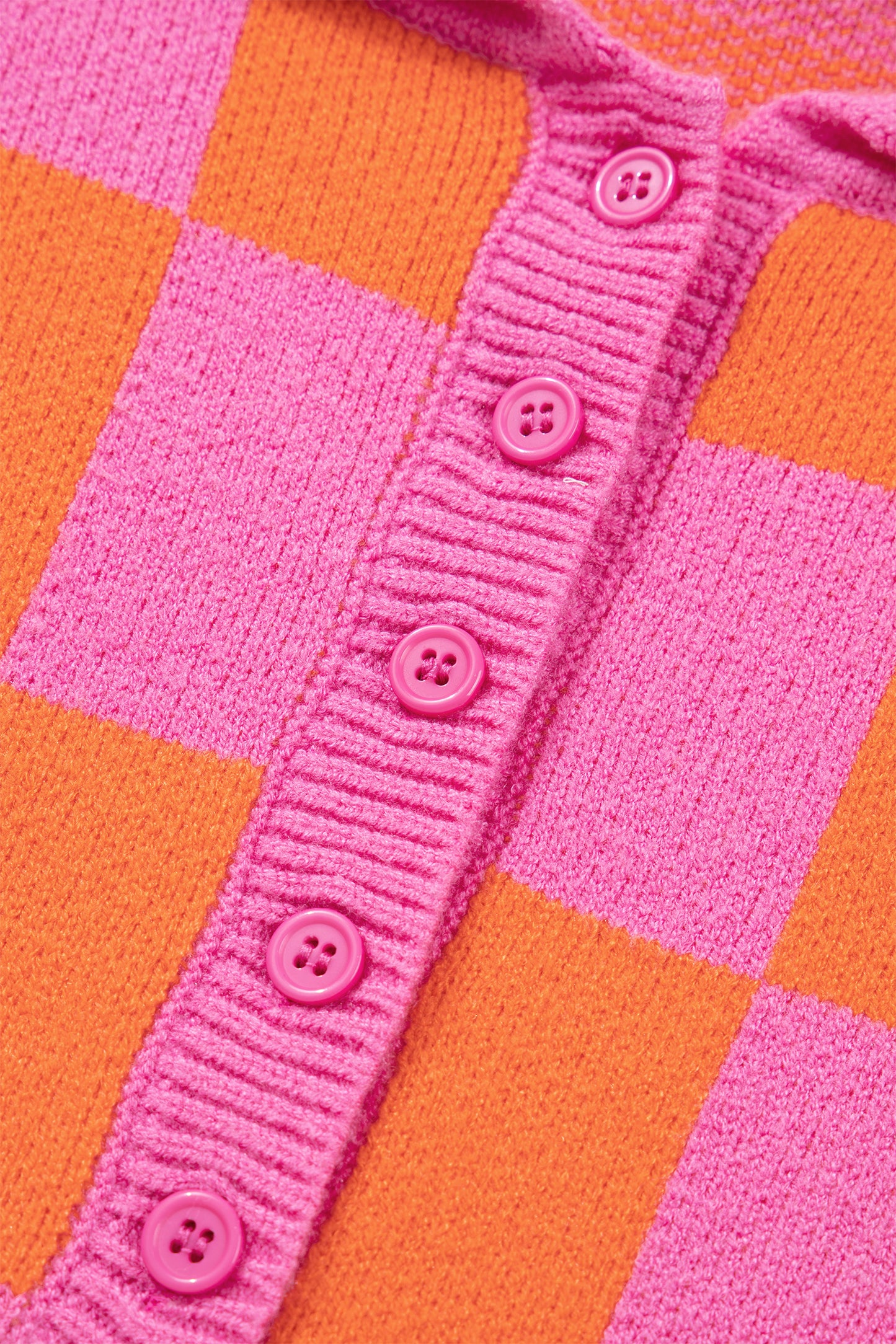 Sachet Pink Checkered Knit Polo Collar Baggy Sweater-TOPS / DRESSES-[Adult]-[Female]-2022 Online Blue Zone Planet