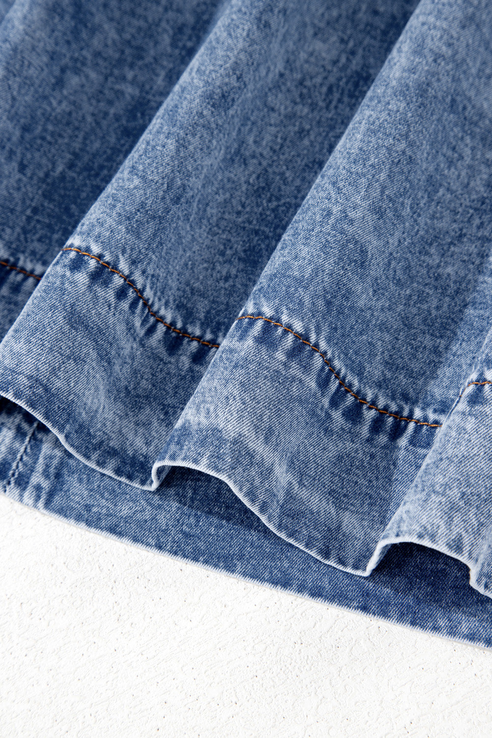 Beau Blue Tie V Neck Tucking Detail Short Sleeve Denim Shift Dress-TOPS / DRESSES-[Adult]-[Female]-2022 Online Blue Zone Planet