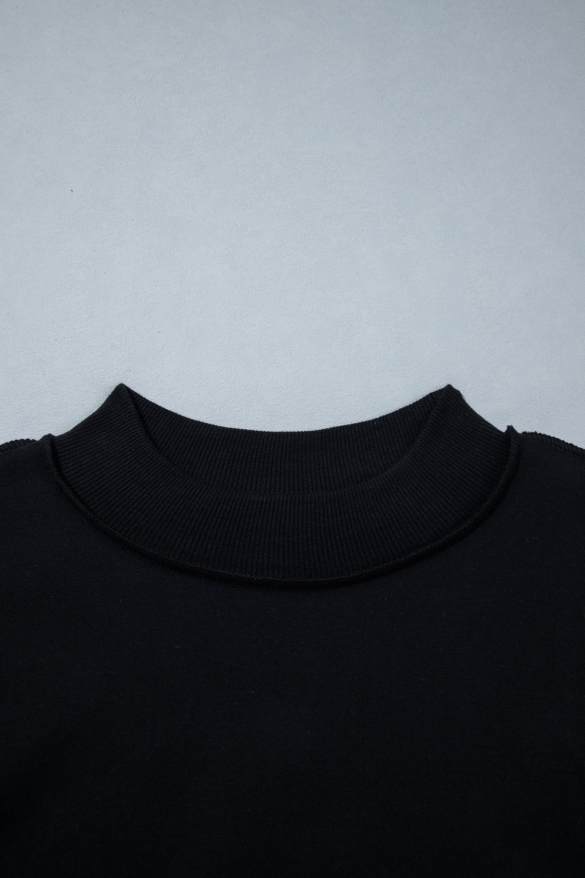 Black Oversize Drop Shoulder Reversible Mock Neck Sweatshirt-Tops/Sweatshirts & Hoodies-[Adult]-[Female]-2022 Online Blue Zone Planet