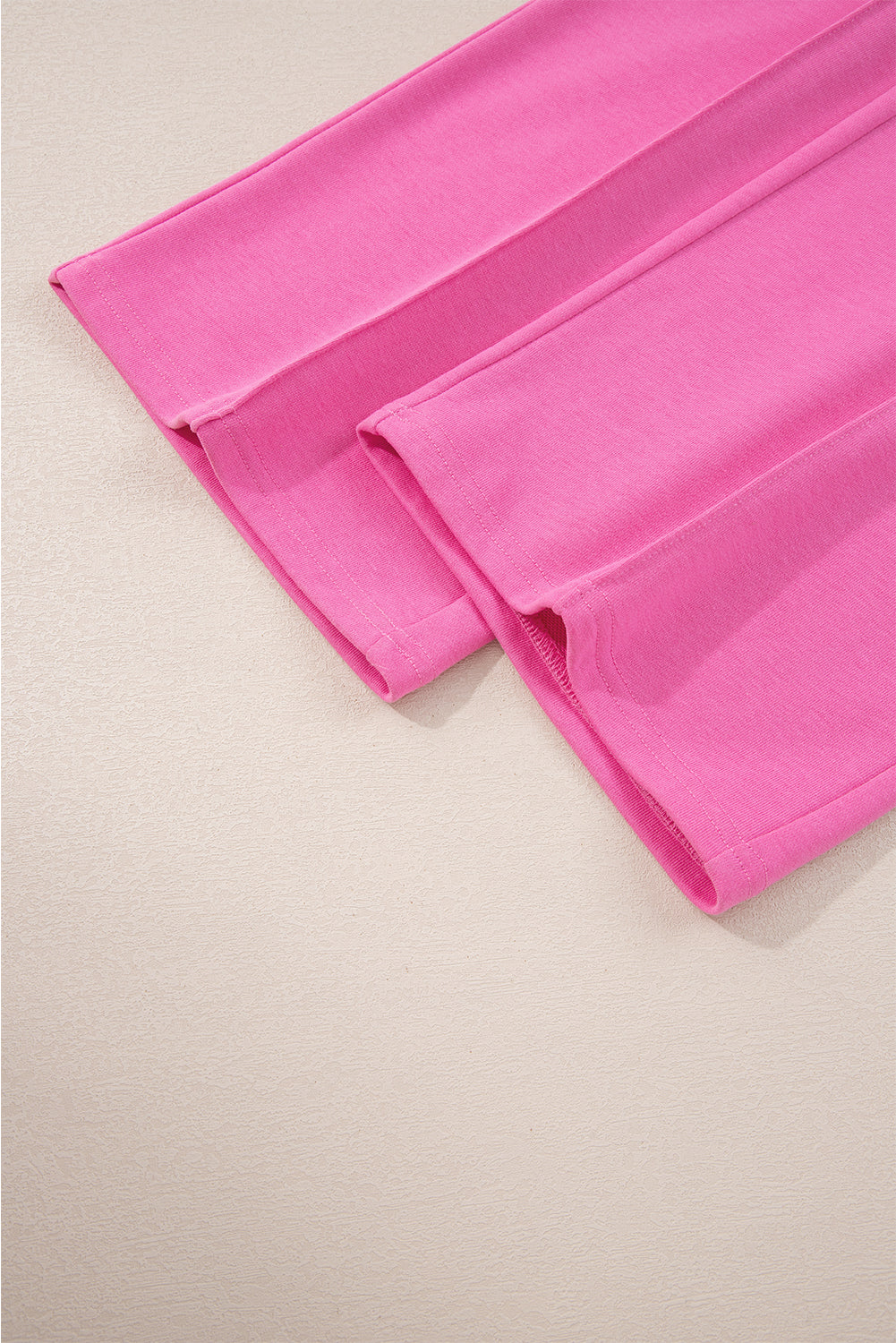 Sachet Pink Solid Color Collared Pullover and Central Seam Pants Set-Two Piece Sets/Pant Sets-[Adult]-[Female]-2022 Online Blue Zone Planet