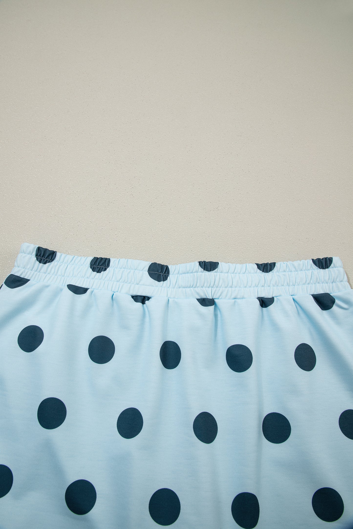 Sky Blue Ribbed Trim Polka Dot Print Tank Split Mini Skort 2pcs Set-Two Piece Sets/Two Piece Dresses-[Adult]-[Female]-2022 Online Blue Zone Planet