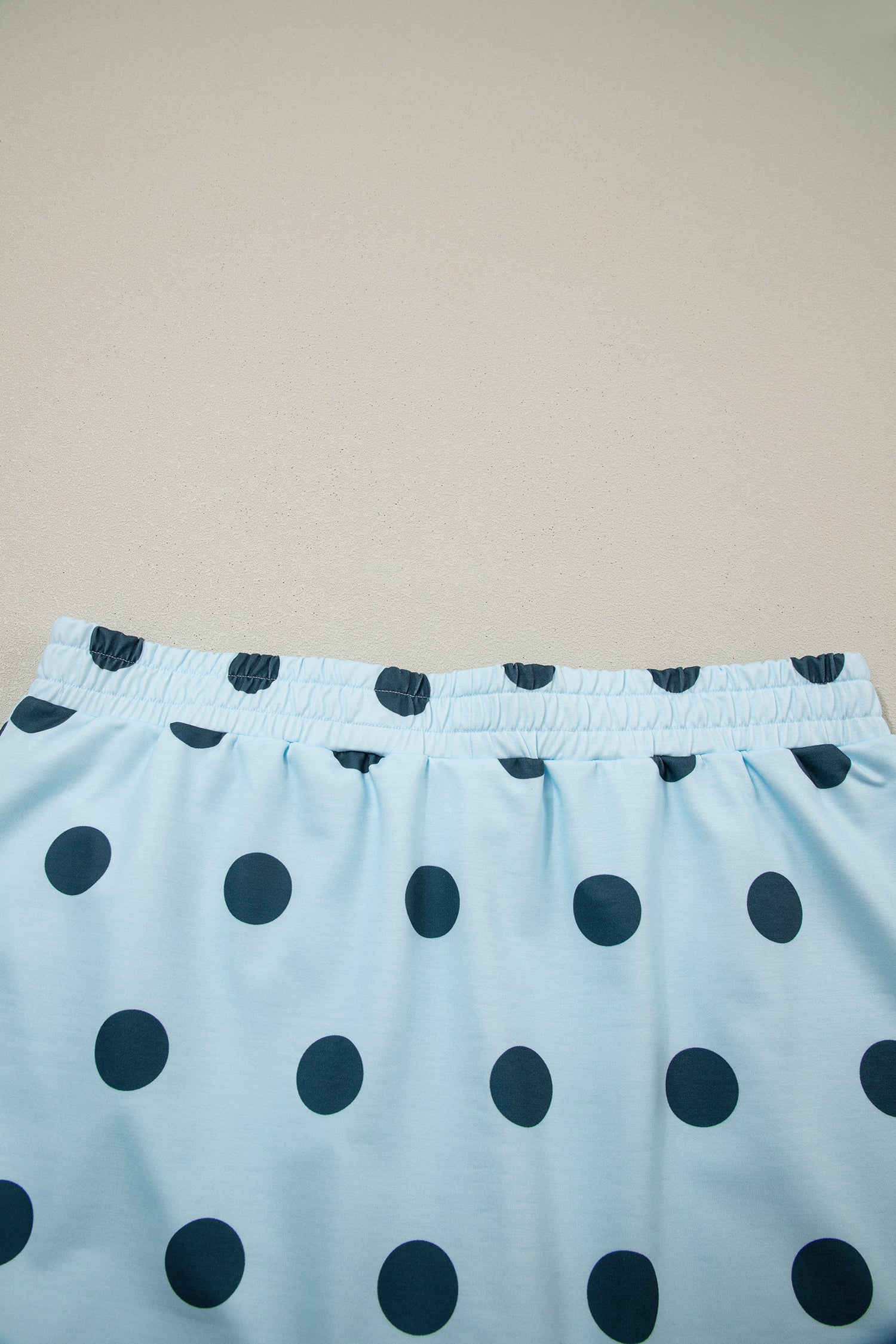 Sky Blue Ribbed Trim Polka Dot Print Tank Split Mini Skort 2pcs Set-Two Piece Sets/Two Piece Dresses-[Adult]-[Female]-2022 Online Blue Zone Planet