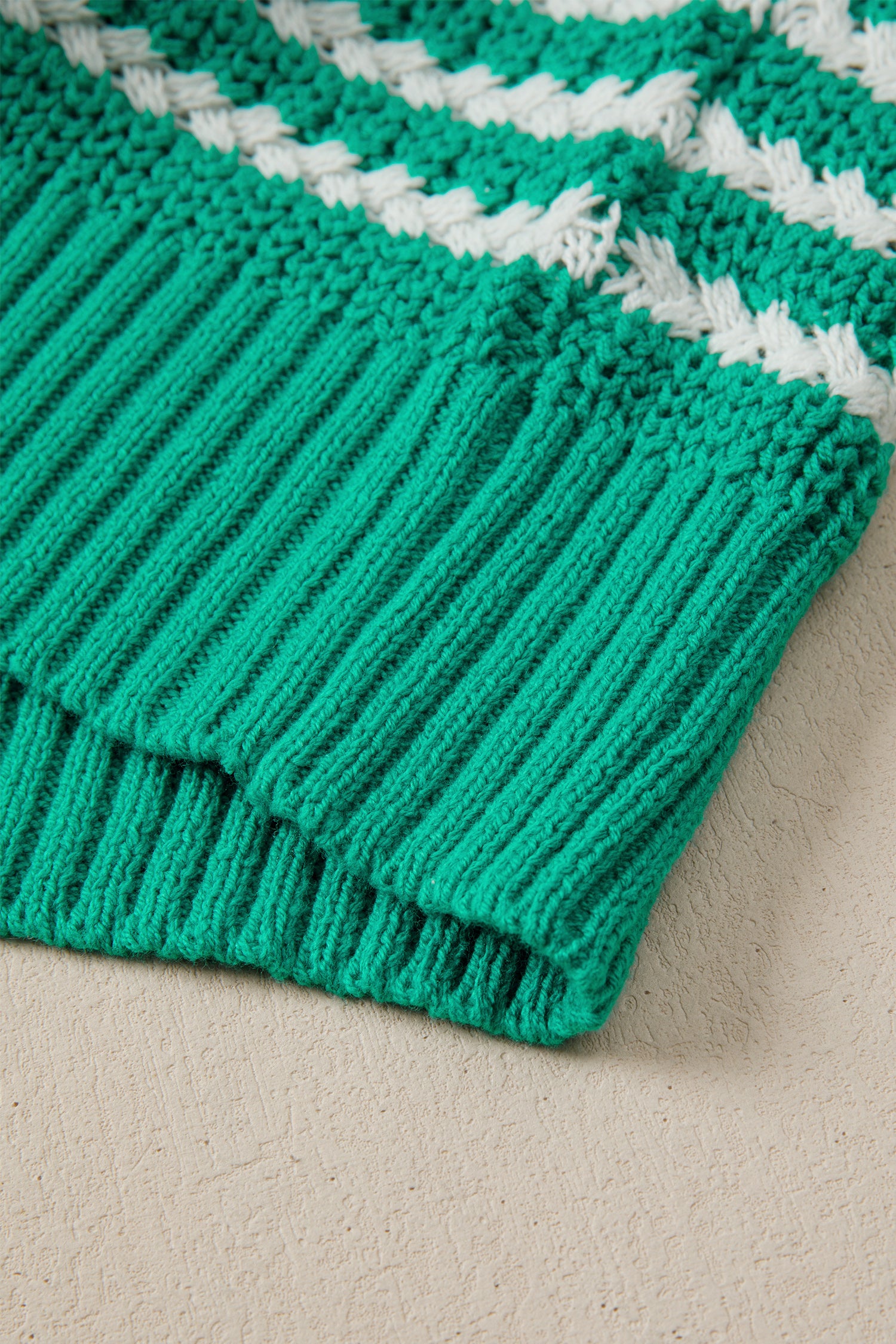 Green Stripe Short Sleeve Knit V Neck Bow Knot Sweater-TOPS / DRESSES-[Adult]-[Female]-2022 Online Blue Zone Planet