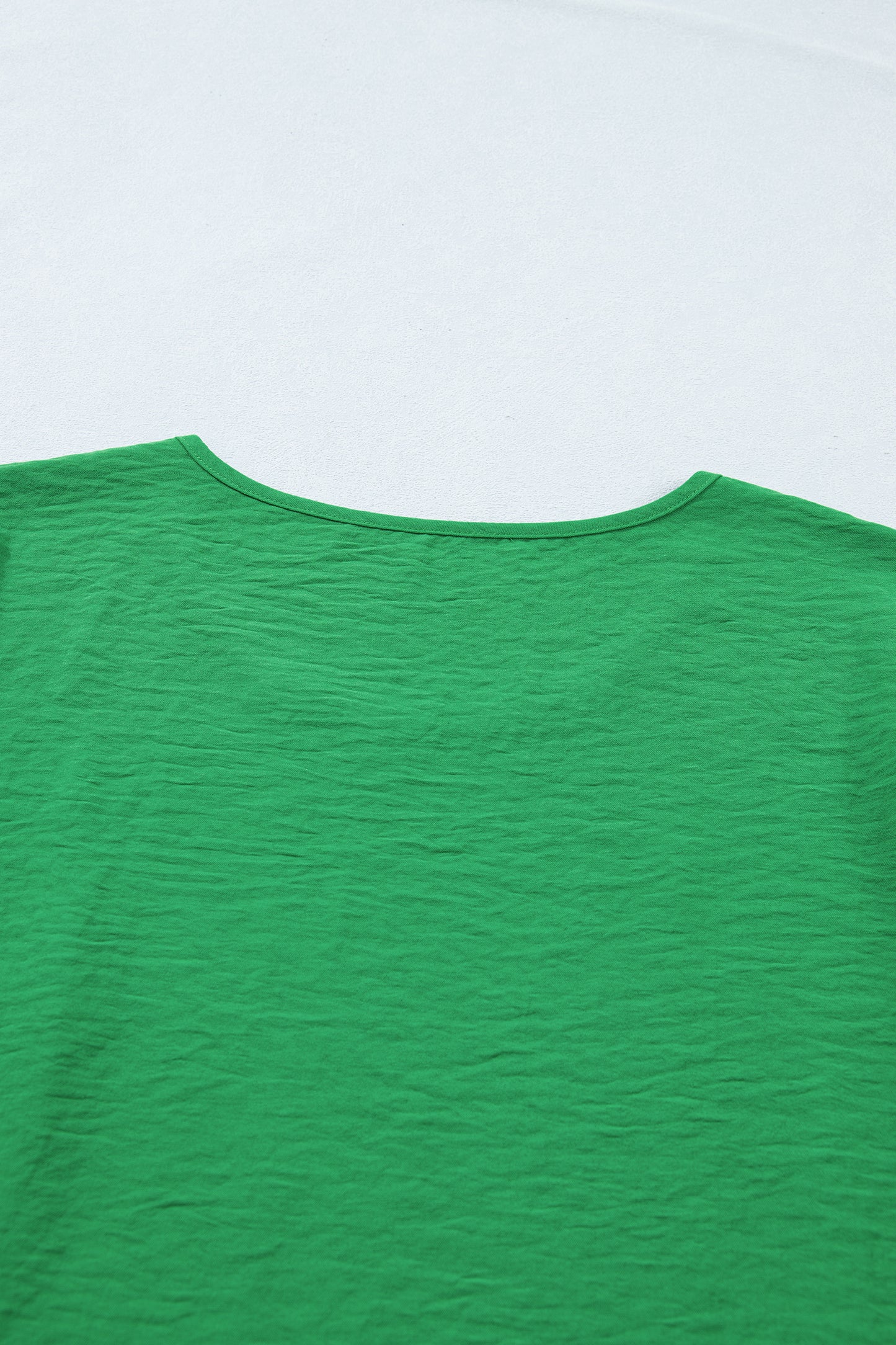 Sea Green Solid Color Ruffle Trim Short Sleeve Blouse-Tops/Blouses & Shirts-[Adult]-[Female]-2022 Online Blue Zone Planet