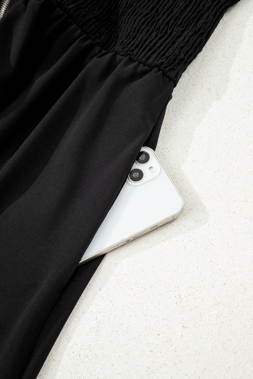 Black Sleeveless Zipped Front V Neck Shirred Waist Maxi Dress-TOPS / DRESSES-[Adult]-[Female]-2022 Online Blue Zone Planet