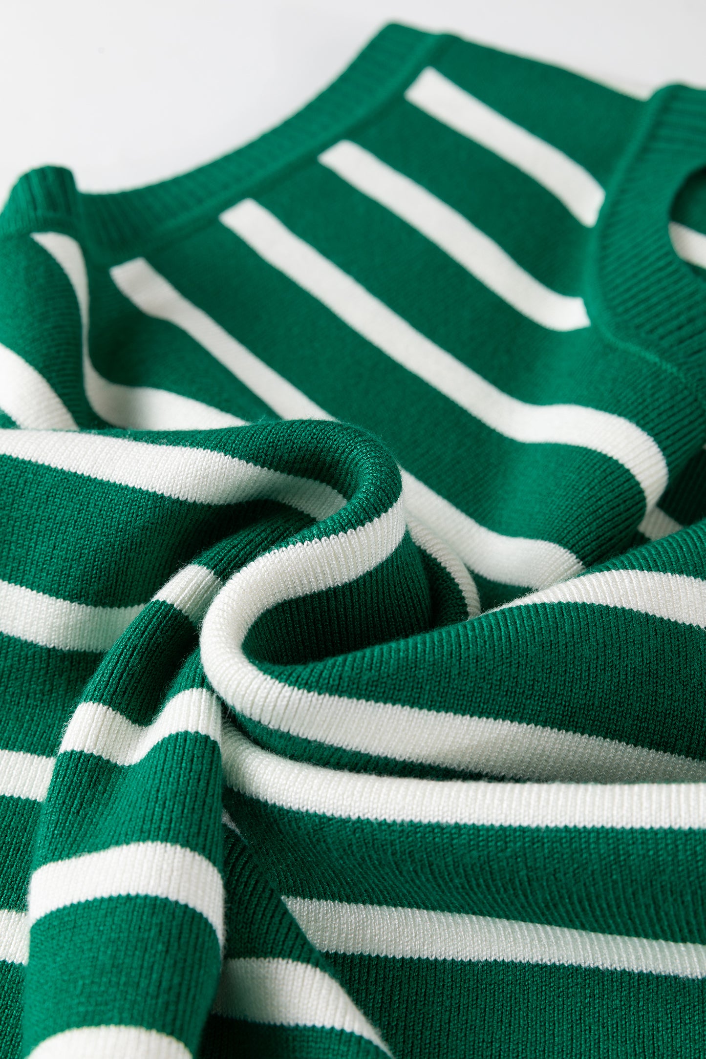 Green Stripe Crew Neck Sleeveless Sweater Vest-TOPS / DRESSES-[Adult]-[Female]-2022 Online Blue Zone Planet