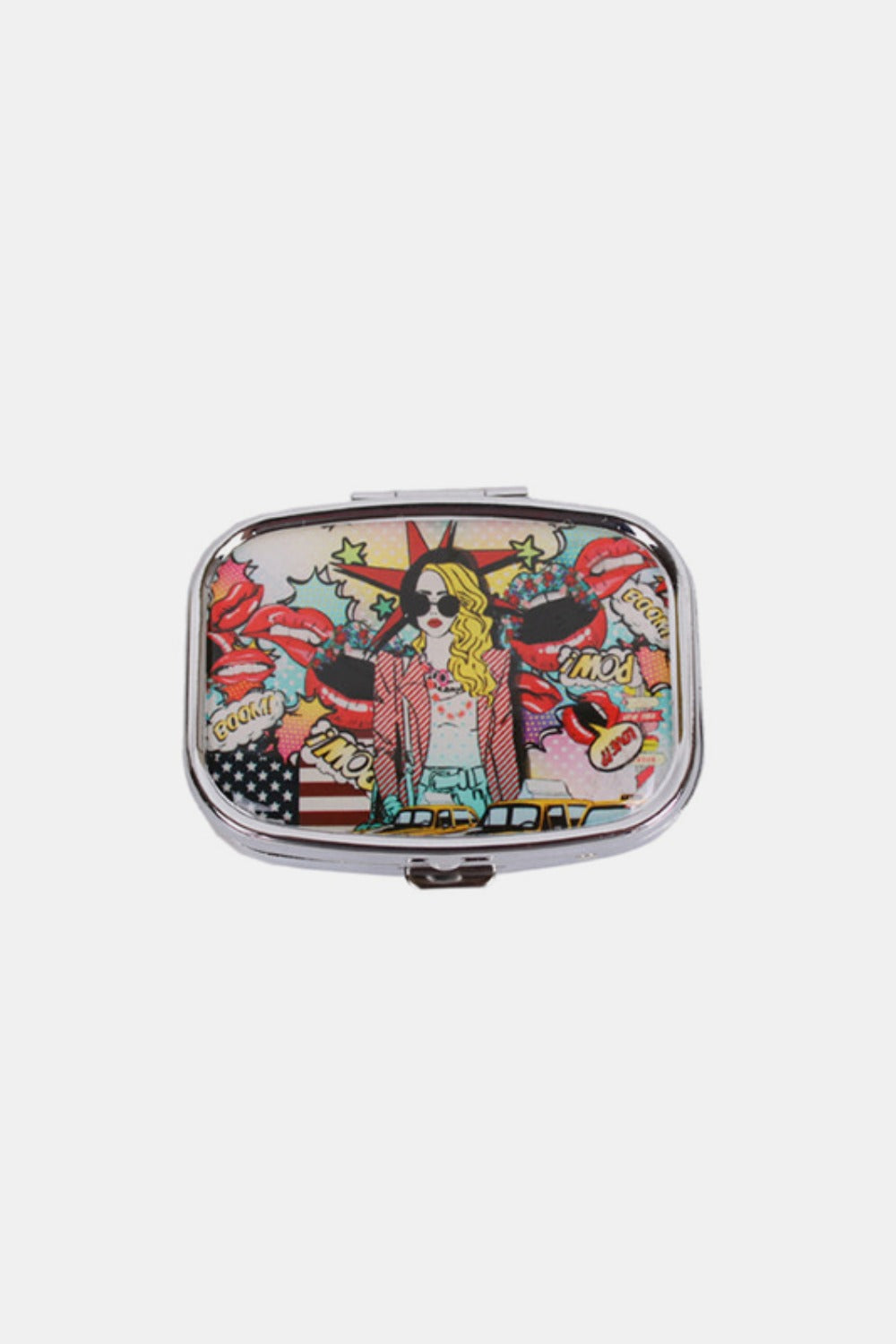 Nicole Lee USA Print Metallic Rectangular Pill Case-PILL CASES-[Adult]-[Female]-Pop Girl-One Size-2022 Online Blue Zone Planet