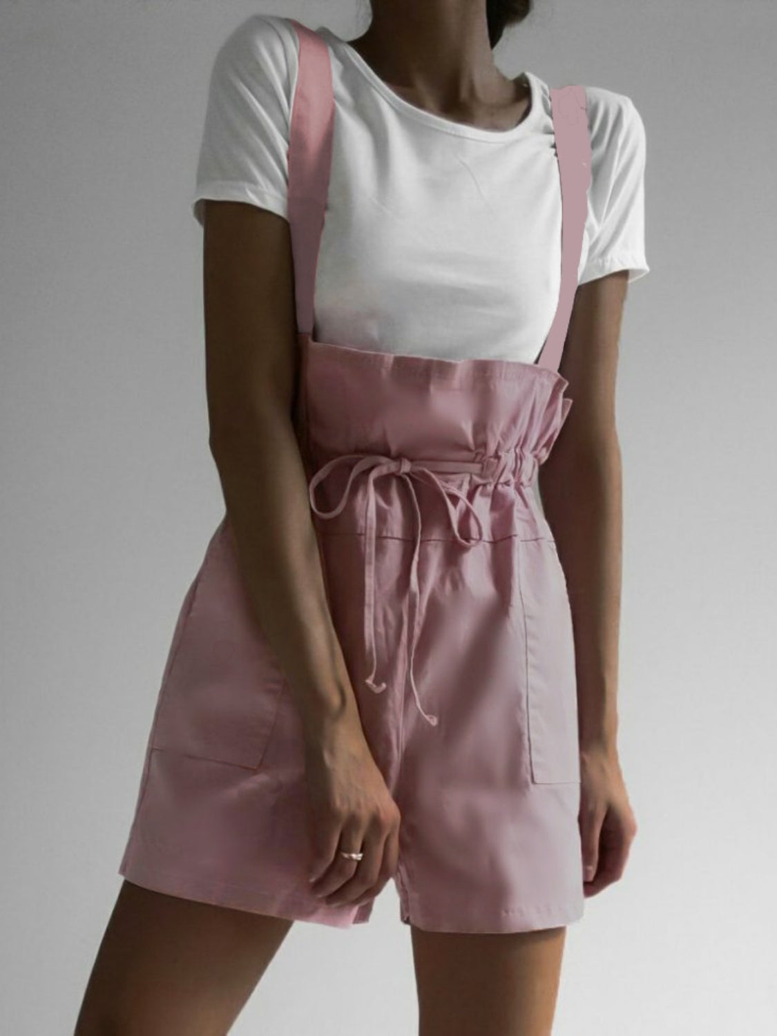 Drawstring Wide Strap Overalls with Pockets-TOPS / DRESSES-[Adult]-[Female]-Dusty Pink-S-2022 Online Blue Zone Planet