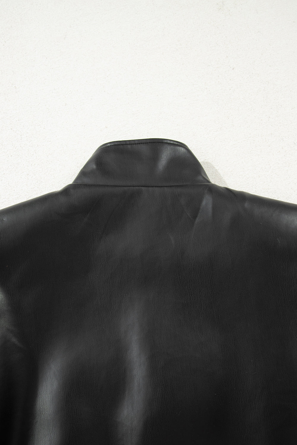 Black Double Flap Pocket Faux Leather Zip Up Stand Neck Vest-Outerwear/Vests-[Adult]-[Female]-2022 Online Blue Zone Planet