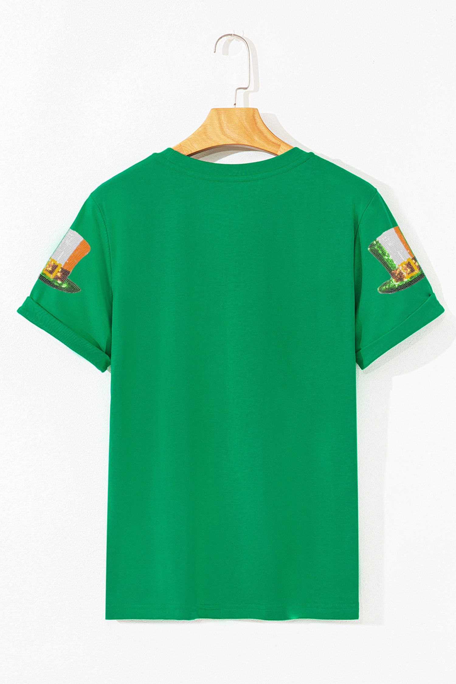 Bright Green Sequin St Patricks Day Hat Relaxed T Shirt-Graphic/Graphic Tees-[Adult]-[Female]-2022 Online Blue Zone Planet