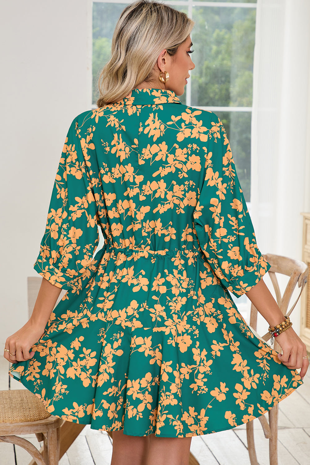 Pink Floral Print Drawstring Flowy Short Dress-20% OFF-[Adult]-[Female]-2022 Online Blue Zone Planet