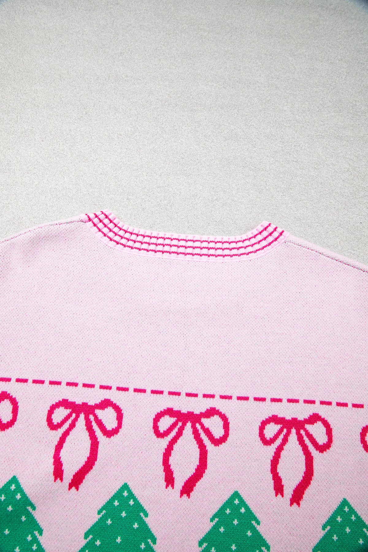 Pink Festive Holiday Print Round Neck Loose Tunic Sweater-TOPS / DRESSES-[Adult]-[Female]-2022 Online Blue Zone Planet