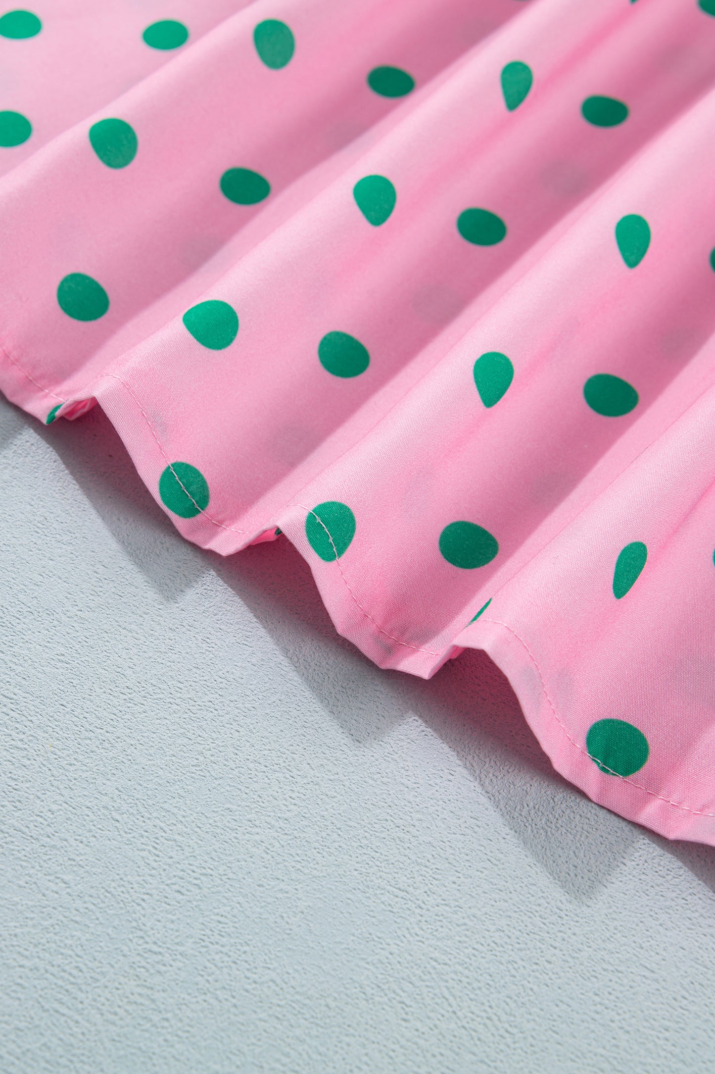 Pink Polka Dot Print V Neck Short Sleeve Tiered Mini Dress-TOPS / DRESSES-[Adult]-[Female]-2022 Online Blue Zone Planet