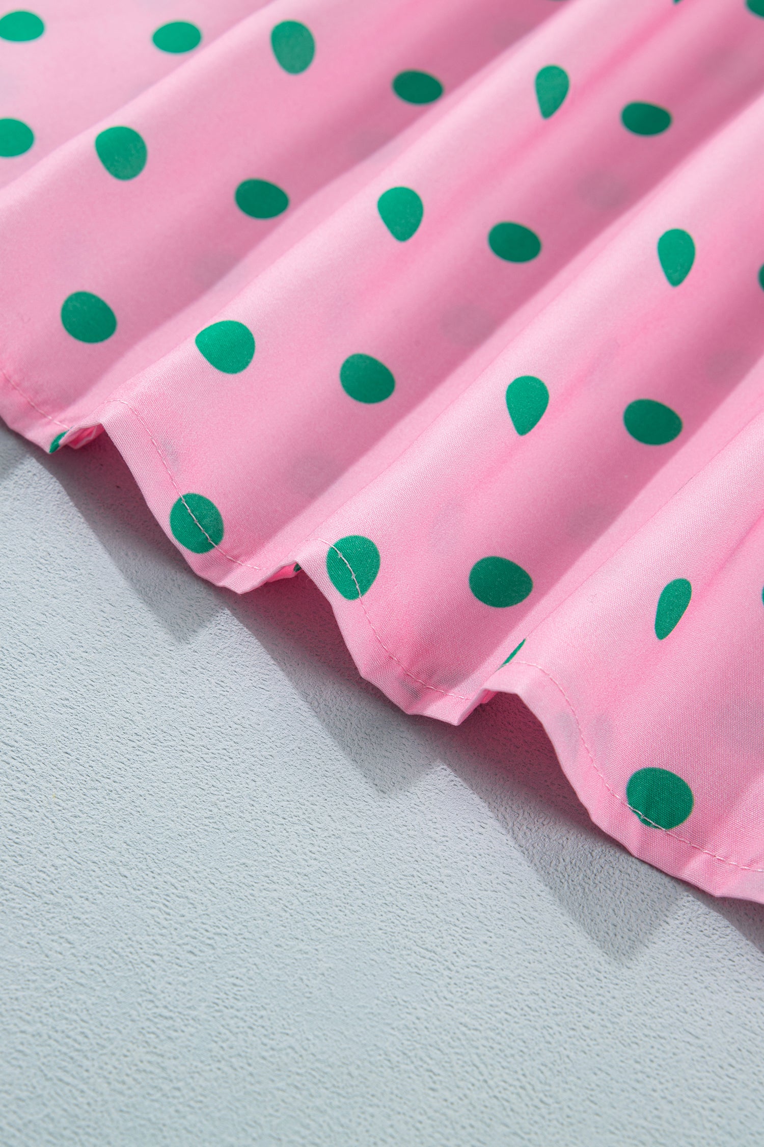 Pink Polka Dot Print V Neck Short Sleeve Tiered Mini Dress-TOPS / DRESSES-[Adult]-[Female]-2022 Online Blue Zone Planet