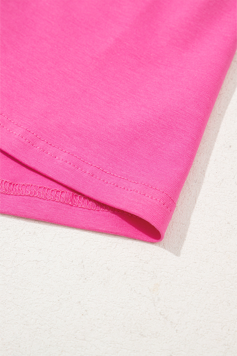 Bright Pink Pearl Beaded Drop Shoulder Crewneck T Shirt-Tops/Tops & Tees-[Adult]-[Female]-2022 Online Blue Zone Planet