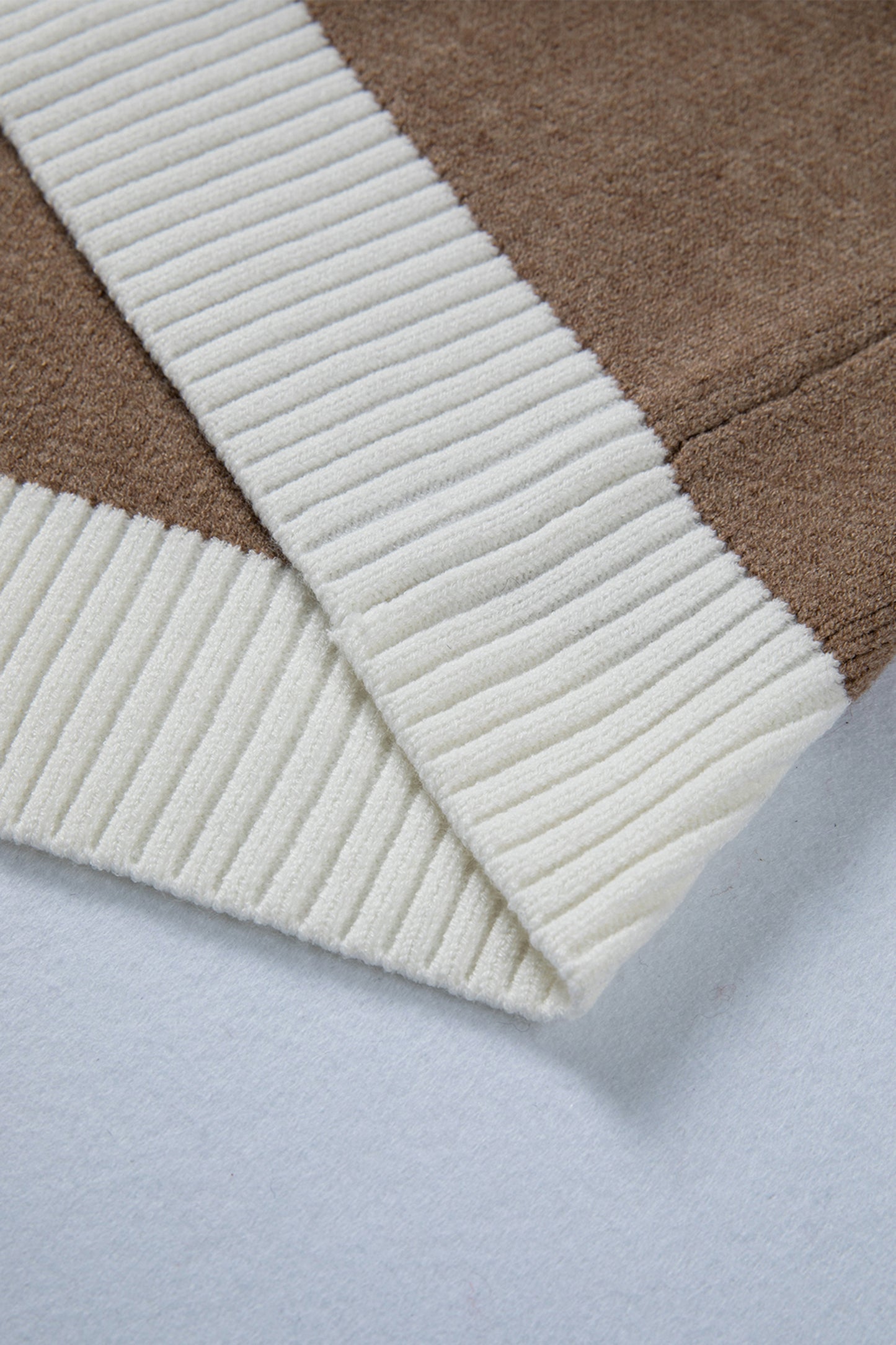 Khaki Houndstooth Color Block V Neck Raw Edge Button Front Cardigan-TOPS / DRESSES-[Adult]-[Female]-2022 Online Blue Zone Planet