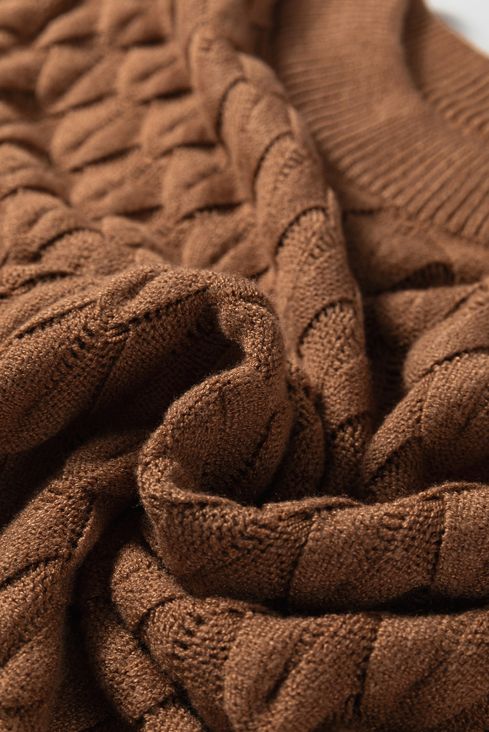 Straw Yellow Fish Scale Textured Knit Ribbed High Neck Short Sleeve Sweater-Sweaters & Cardigans/Short Sleeve Sweaters-[Adult]-[Female]-2022 Online Blue Zone Planet