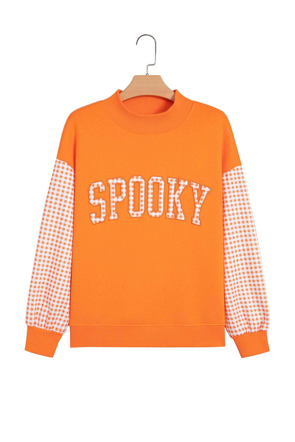Carrot Gingham Plaid Oversized Pullover Sweatshirt-Tops/Sweatshirts & Hoodies-[Adult]-[Female]-2022 Online Blue Zone Planet