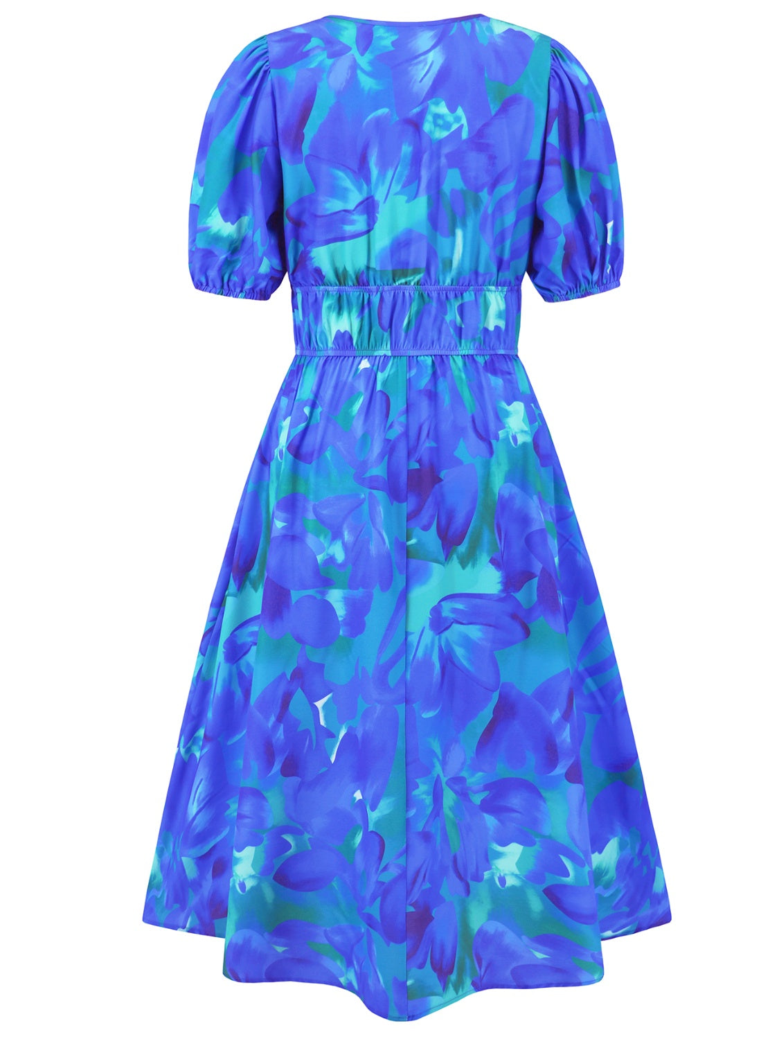 Ruched Printed Surplice Short Sleeve Dress-TOPS / DRESSES-[Adult]-[Female]-2022 Online Blue Zone Planet