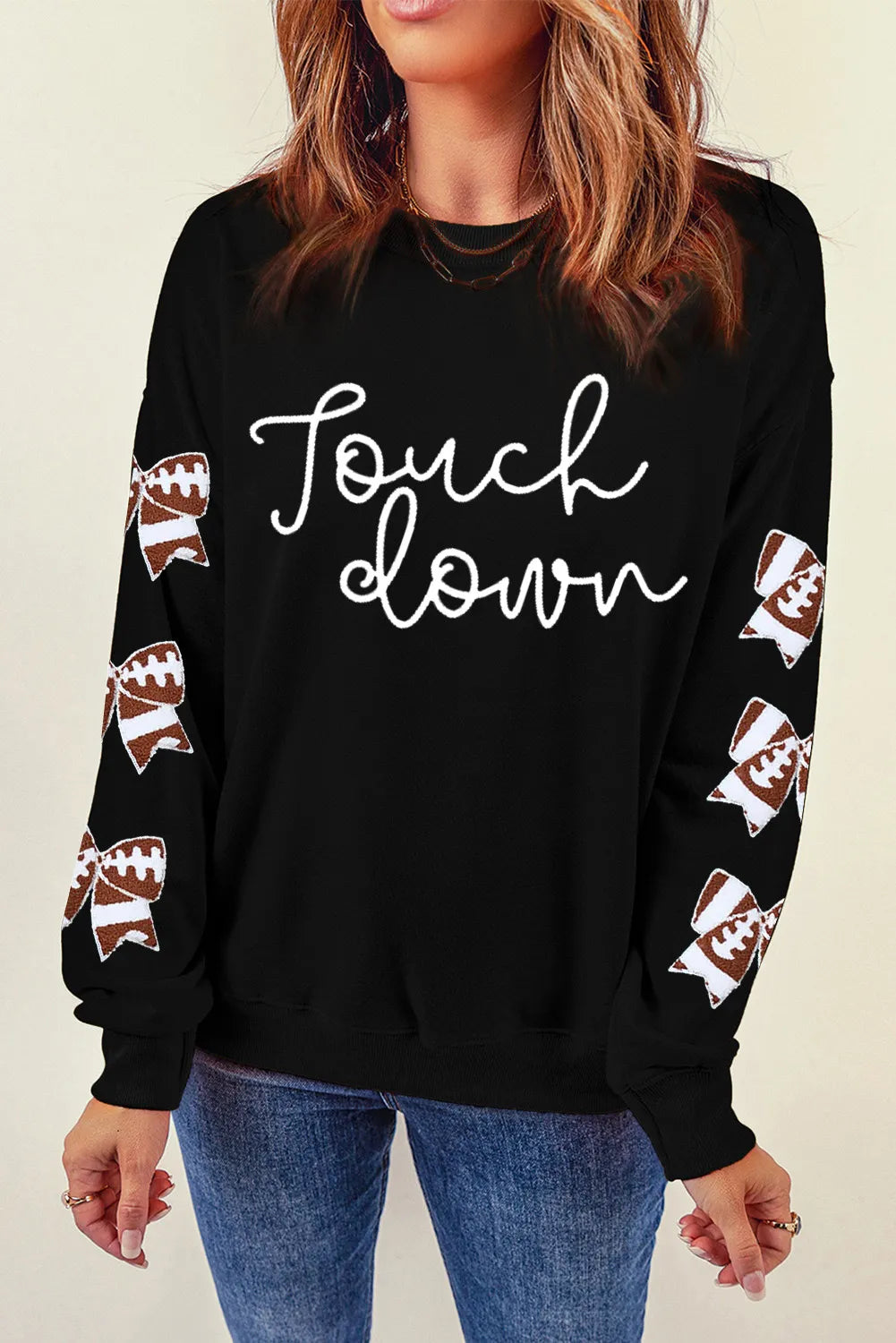 Letter Graphic Bow Long Sleeve Sweatshirt-TOPS / DRESSES-[Adult]-[Female]-2022 Online Blue Zone Planet