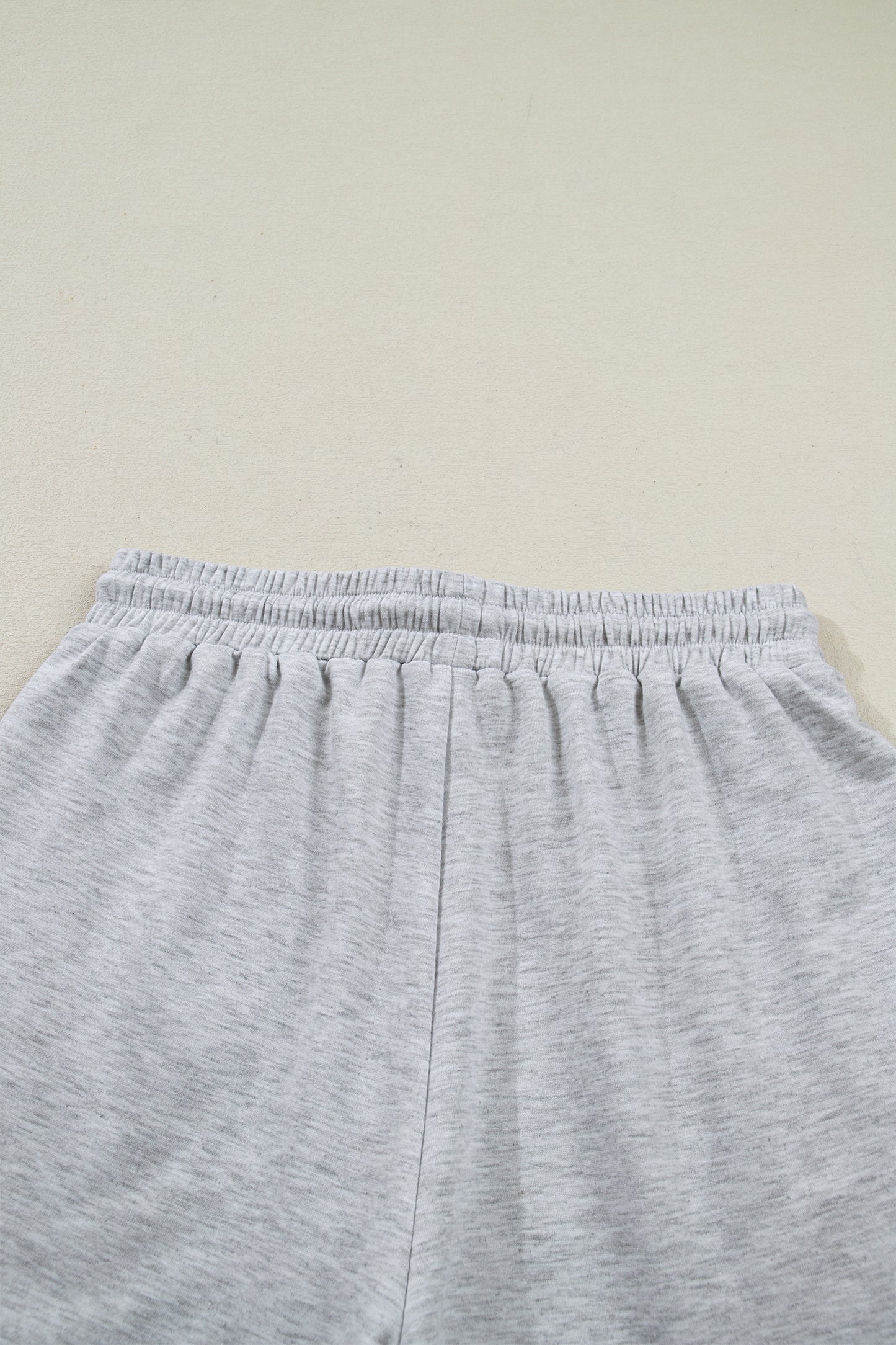 Light Grey Collared V Neck Tee Drawstring Elastic Waist Shorts 2pcs Outfit-Two Piece Sets/Short Sets-[Adult]-[Female]-2022 Online Blue Zone Planet