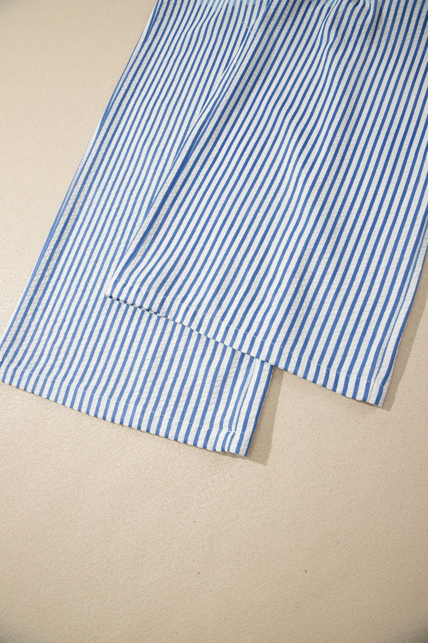 Blue Stripe Drawstring Elastic Waist Ankle Length Shift Pants-Bottoms/Pants & Culotte-[Adult]-[Female]-2022 Online Blue Zone Planet