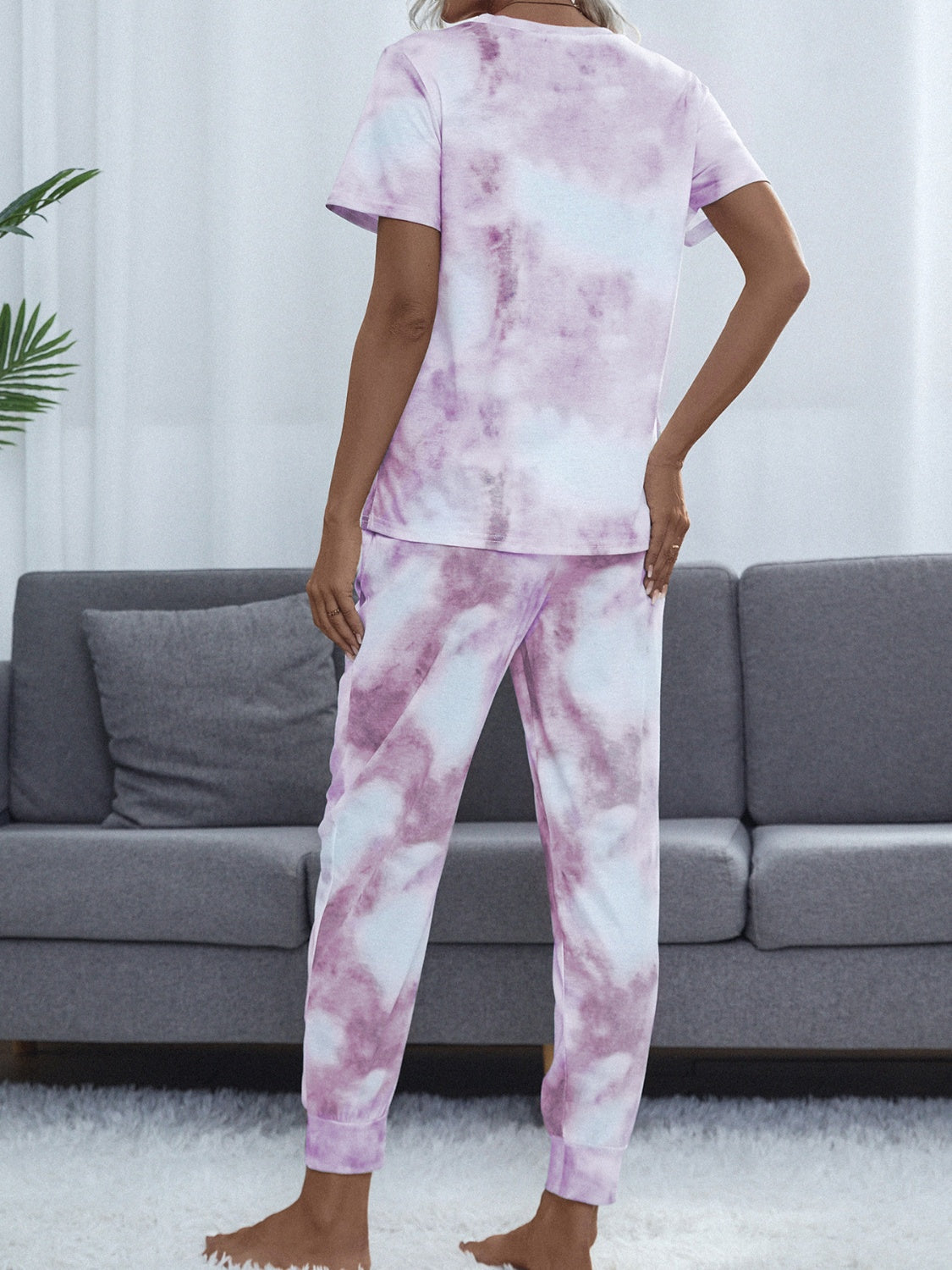 Shiny Tie-Dye Round Neck Top and Pants Lounge Set-TOPS / DRESSES-[Adult]-[Female]-2022 Online Blue Zone Planet