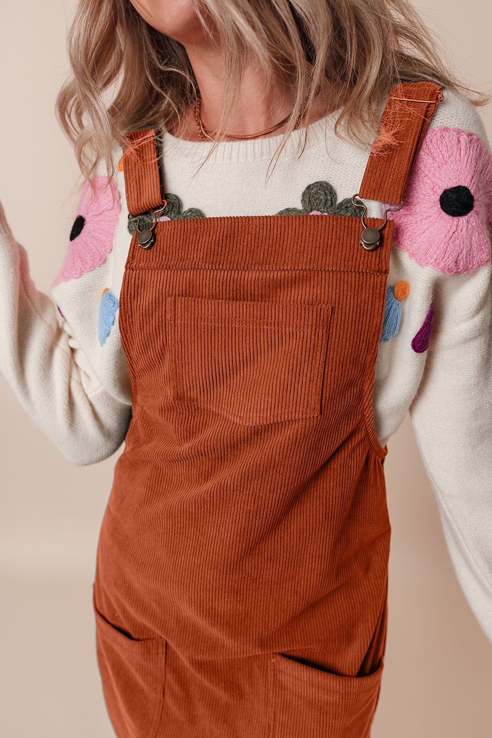 Blue Zone Planet | Cinnamon Solid Front Pockets Sleeveless Corduroy Overall Dress-TOPS / DRESSES-[Adult]-[Female]-2022 Online Blue Zone Planet