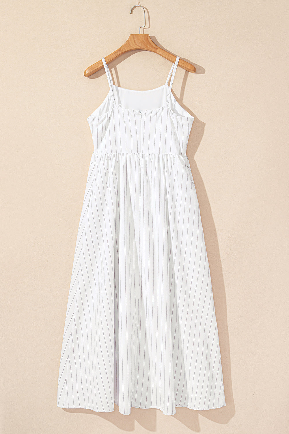 Beige Stripe Spaghetti Strap Pocketed High Waist Maxi Dress-15% OFF-[Adult]-[Female]-2022 Online Blue Zone Planet