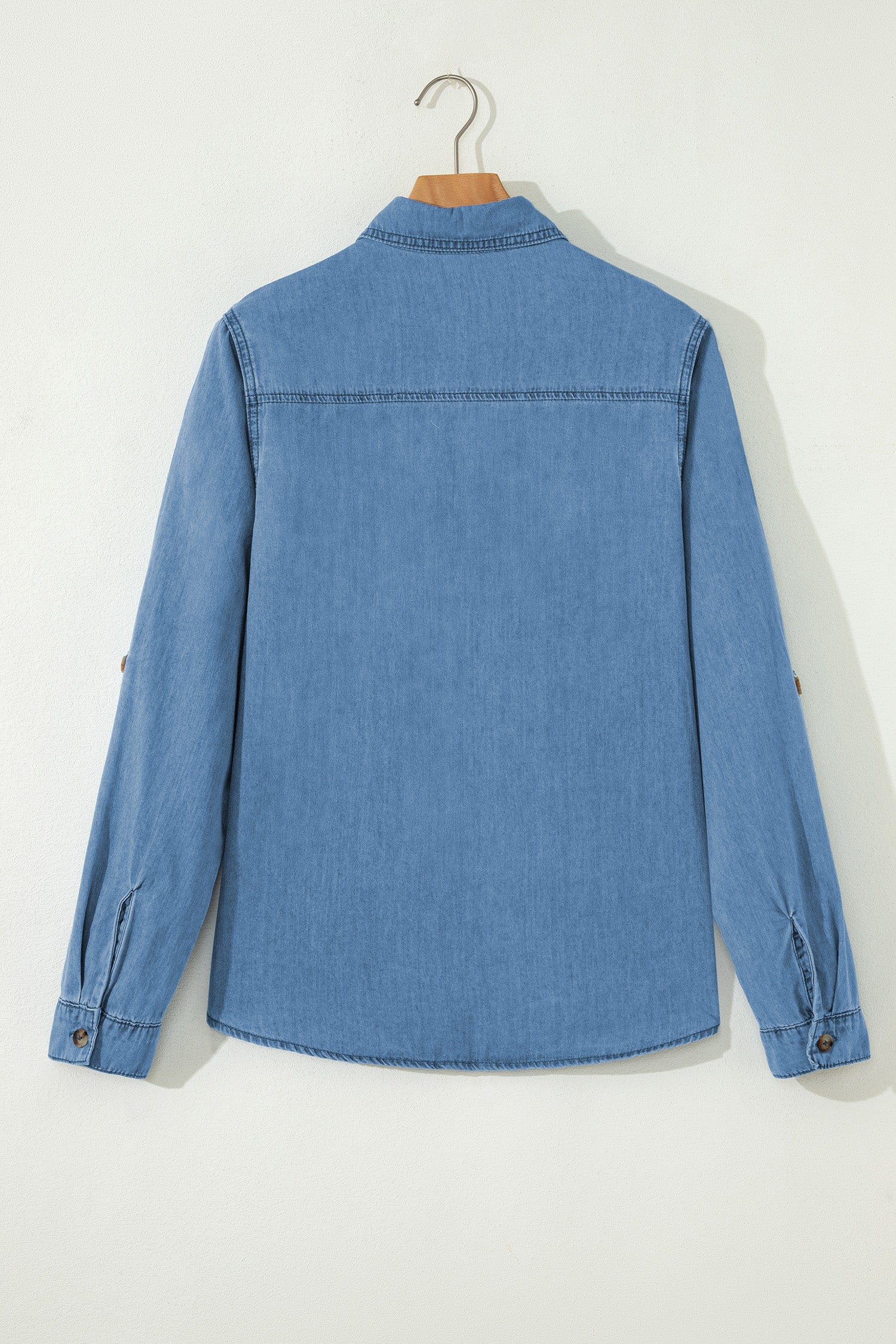 Myosotis Buttoned Down Slim Denim Shirt-Tops/Blouses & Shirts-[Adult]-[Female]-2022 Online Blue Zone Planet
