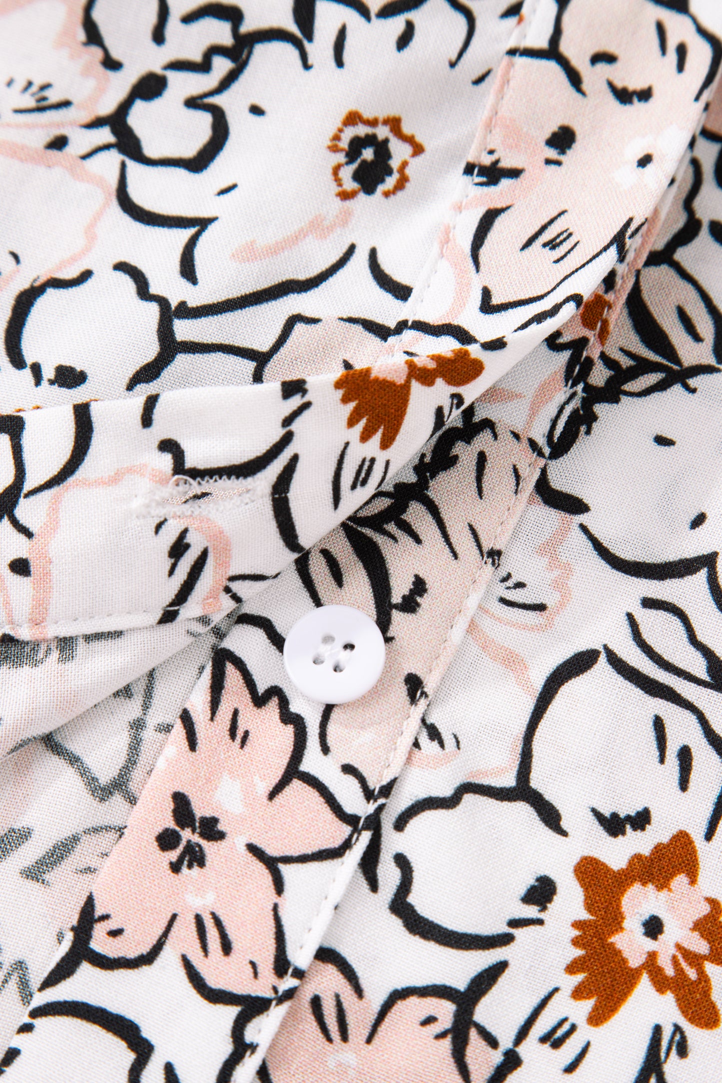 Khaki Bold Floral Print Frilled Puff Sleeve Button Down Shirt-Tops/Blouses & Shirts-[Adult]-[Female]-2022 Online Blue Zone Planet