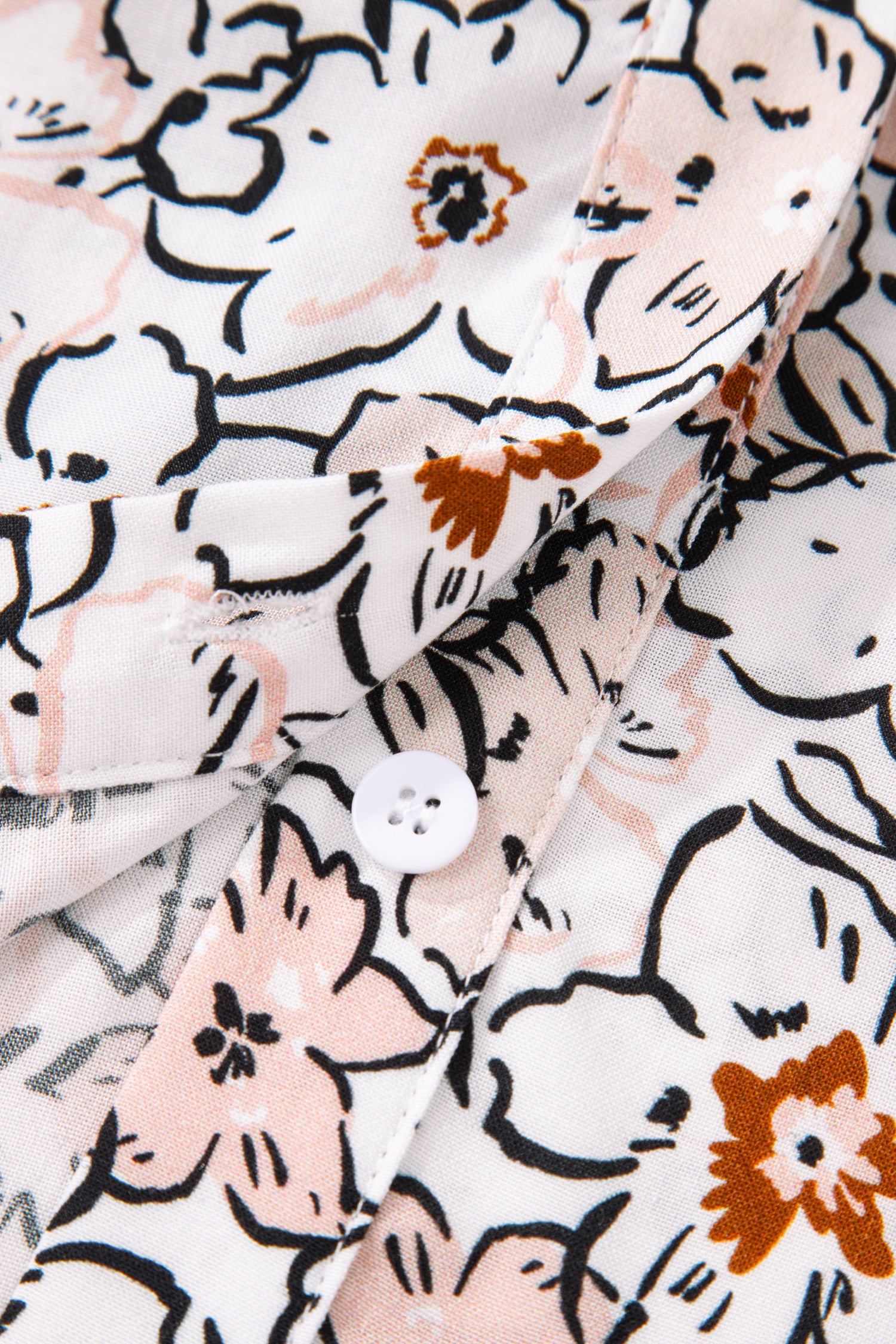 Khaki Bold Floral Print Frilled Puff Sleeve Button Down Shirt-Tops/Blouses & Shirts-[Adult]-[Female]-2022 Online Blue Zone Planet