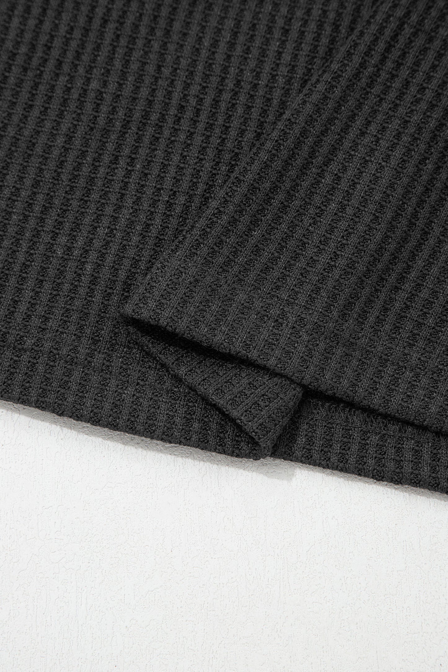 Carbon Grey Waffle Knit Seam Detail Color Block Patchwork Short Sleeve Top-Tops/Tops & Tees-[Adult]-[Female]-2022 Online Blue Zone Planet