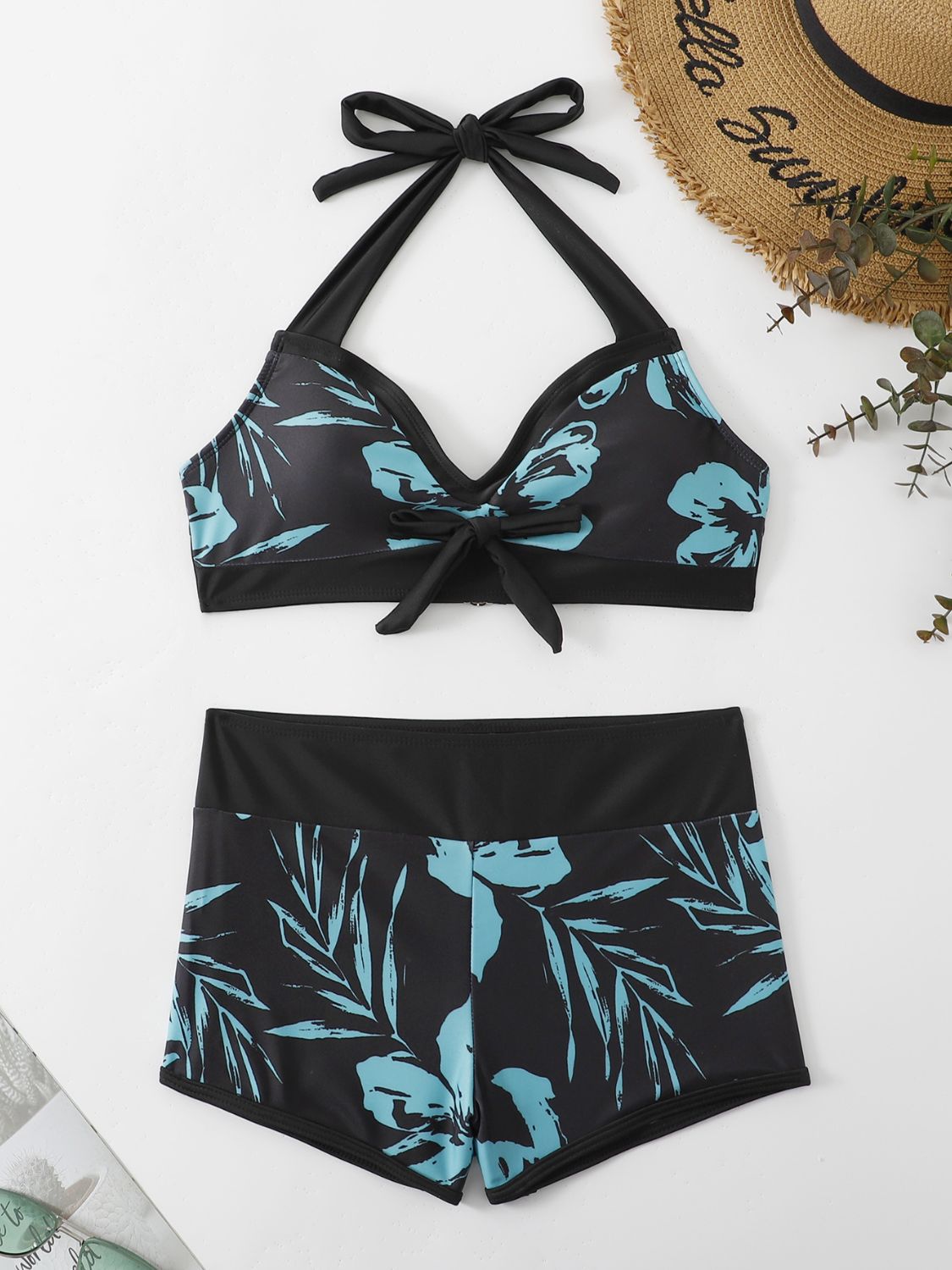 Blue Zone Planet |  Printed Halter Neck Two-Piece Bikini Set BLUE ZONE PLANET