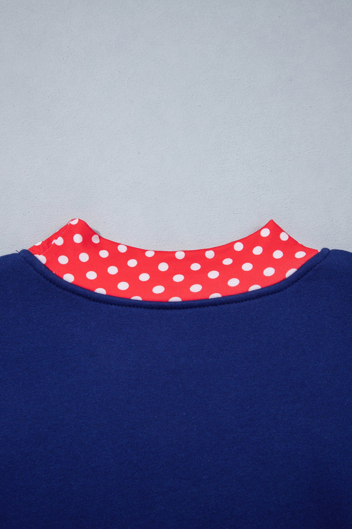 Fiery Red Polka Dot Letter Print Contrast Trim Mock Neck Sweatshirt-Tops/Sweatshirts & Hoodies-[Adult]-[Female]-2022 Online Blue Zone Planet
