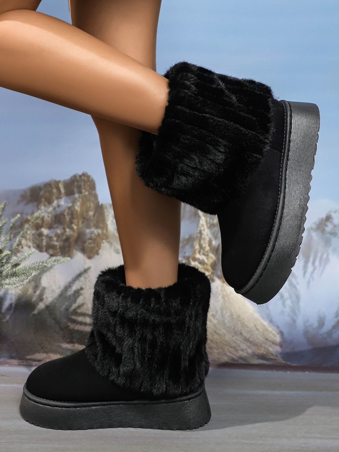 Blue Zone Planet | Thermal Faux Fur Suede Platform Boots-BOOTS-[Adult]-[Female]-2022 Online Blue Zone Planet