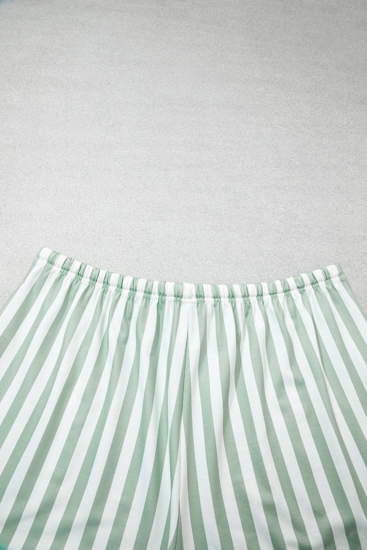 Smoke Green Striped Patchwork V Neck Two Piece Shorts Plus Size Set-Plus Size/Plus Size Loungewear-[Adult]-[Female]-2022 Online Blue Zone Planet