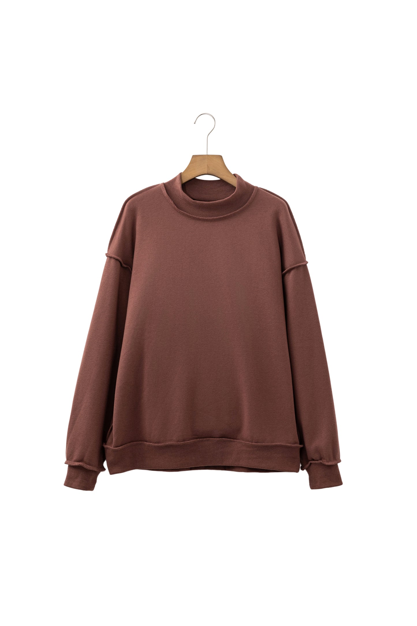 Red Dahlia Oversize Drop Shoulder Reversible Mock Neck Sweatshirt-Tops/Sweatshirts & Hoodies-[Adult]-[Female]-2022 Online Blue Zone Planet