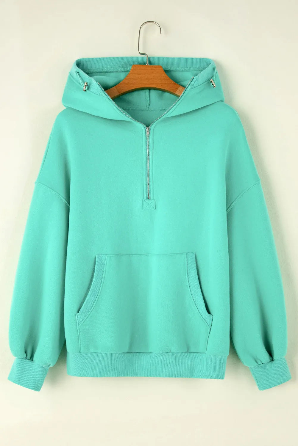 Pocketed Half Zip Long Sleeve Hoodie-TOPS / DRESSES-[Adult]-[Female]-2022 Online Blue Zone Planet