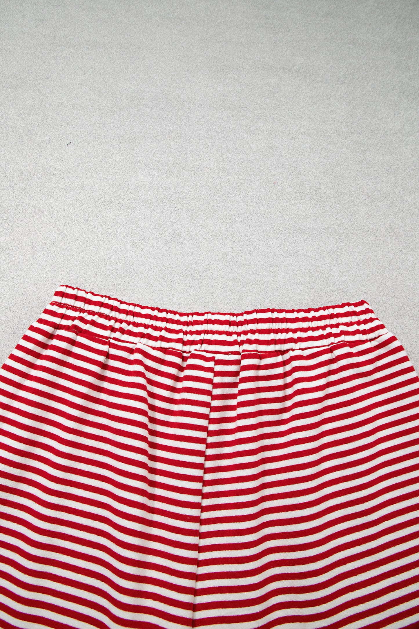 Red Stripe Oversize Mock Neck Sweatshirt and Shorts Set-Two Piece Sets/Short Sets-[Adult]-[Female]-2022 Online Blue Zone Planet