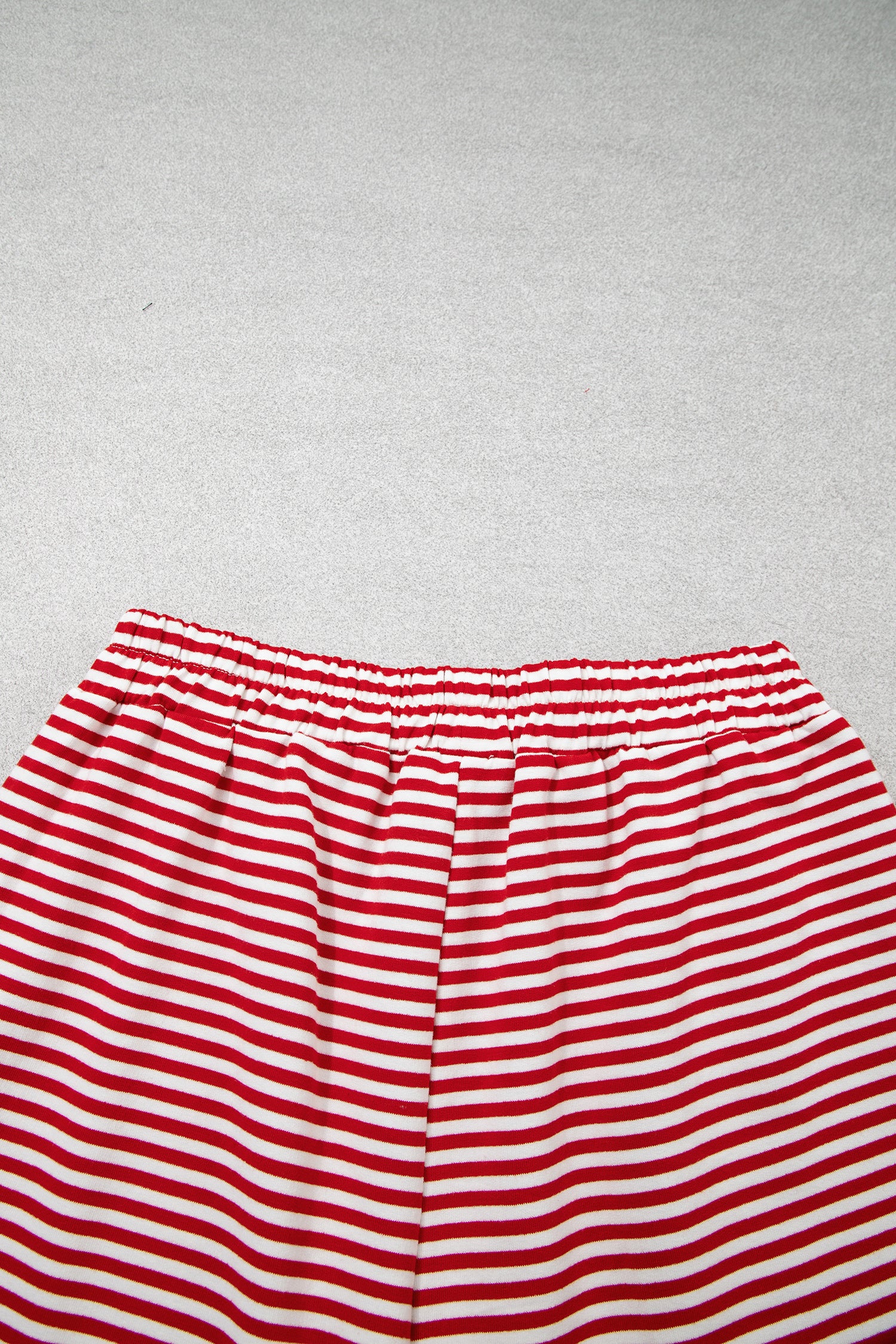 Red Stripe Oversize Mock Neck Sweatshirt and Shorts Set-Two Piece Sets/Short Sets-[Adult]-[Female]-2022 Online Blue Zone Planet
