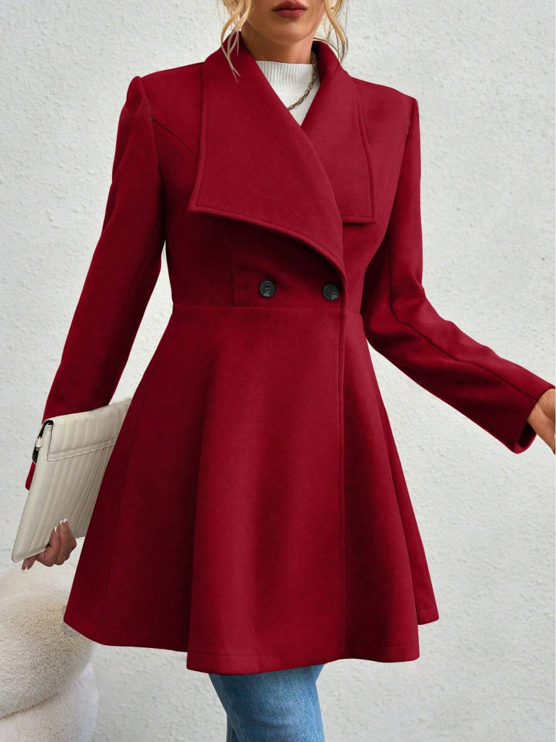 Collared Neck Button Up Long Sleeve Coat-TOPS / DRESSES-[Adult]-[Female]-2022 Online Blue Zone Planet