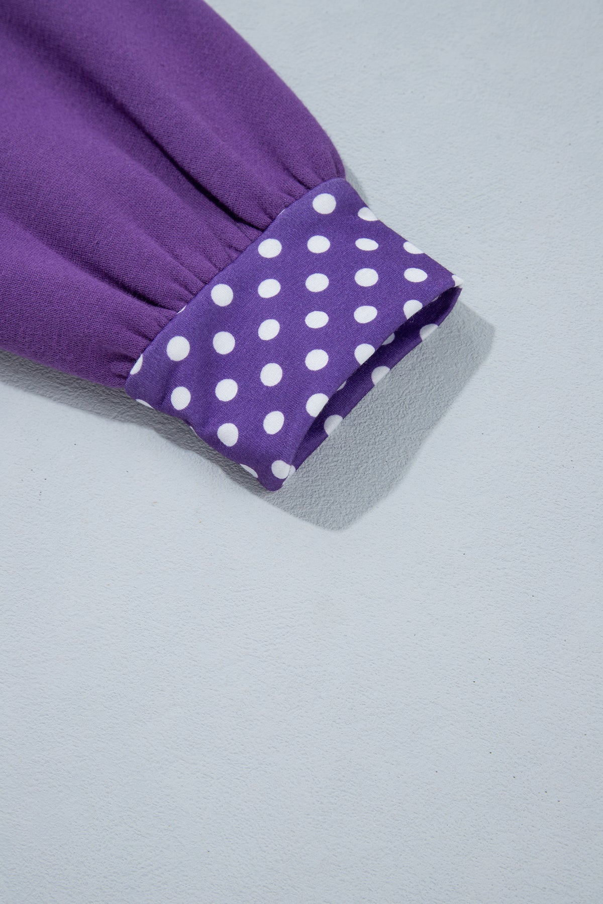 Tillandsia Purple Colorblock Polka Dot Contrast Trim Oversized Sweatshirt-Tops/Sweatshirts & Hoodies-[Adult]-[Female]-2022 Online Blue Zone Planet