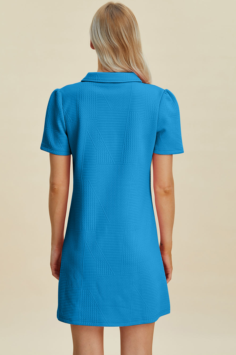 Double Take Full Size Texture Short Sleeve Dress-TOPS / DRESSES-[Adult]-[Female]-2022 Online Blue Zone Planet