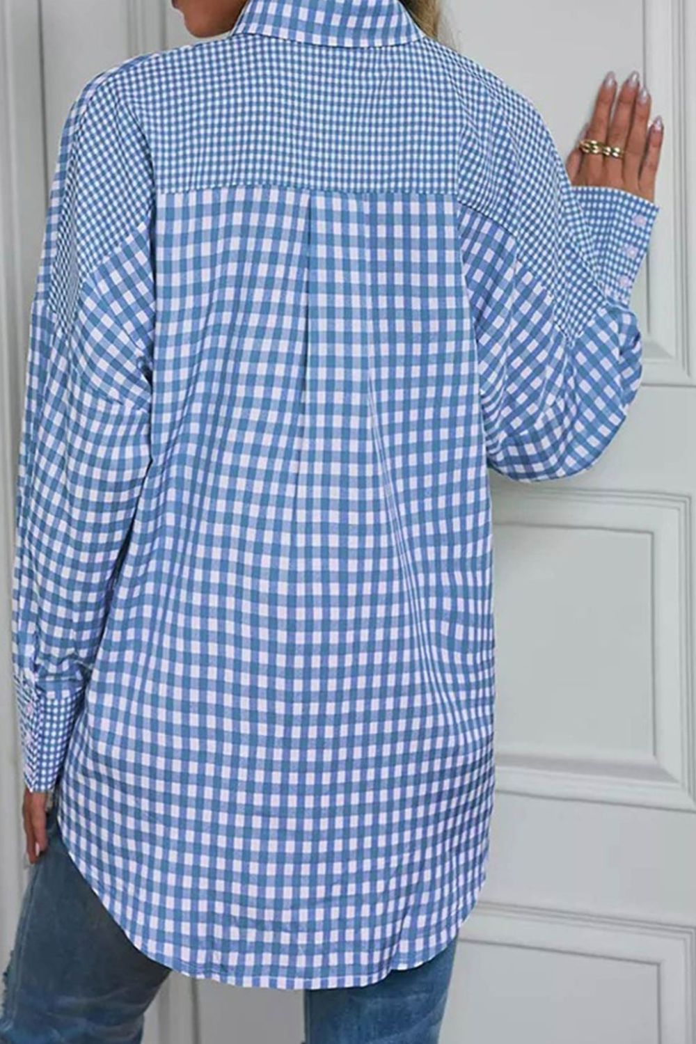 Plaid Button Up Long Sleeve Shirt-TOPS / DRESSES-[Adult]-[Female]-2022 Online Blue Zone Planet